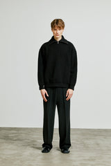 neck warmer wide collar zip-up knit black (6615475650678)