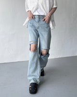 SI リブドジーンズ / SI ripped jeans (2 colors)