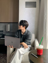 LMN ディープカシミヤハチカラーカーディガン