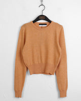 [Cashmere/12color] リモンラムウールラウンドクロップ長袖ニット