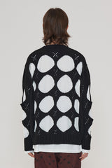 HOLE ARGYLE ROUND KNIT / BLACK (6600196751478)