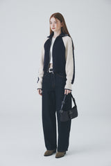 ボウクル2WAYジップアップニット / Boucle 2way Zip-up Knit [Navy]