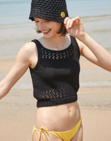 フィッシュネット スクエアネック ニット タンクトップ / FISHNET SQUARE NECK KNIT TANK TOP BLACK