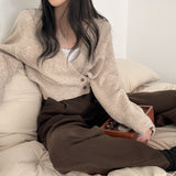 Off-Center Button Front Crop Cardigan