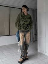 (UNISEX)ウェーブカットワイドデニム