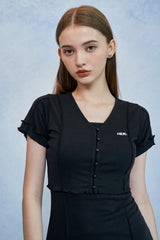 HIDE Lettuce Edge Cardigan Top (Black) (6570973233270)