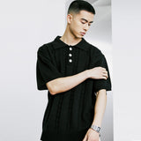 チェーンケーブルカラーハーフニット / CHAIN CABLE COLLAR HALF KNIT BLACK