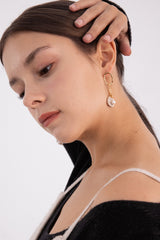 オーバルリンクニットペンダントドロップピアス/Oval link knit pendant drop earring
