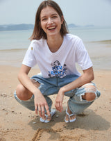 グランマ プリント レギュラー Tシャツ / GRANDMA PRINTED REGULAR FIT T-SHIRT BLUE
