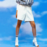 [UNISEX] Faux-Leather Shorts (White)