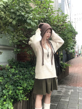 ヴィンテージツイストバルーンアンバランススリットニット