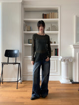 Delray back cut wide denim pants