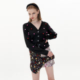 Jacquard Skirt [Black Pink_Flower] (6612247773302)