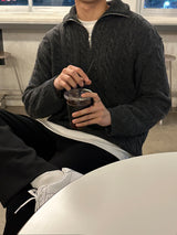 LMN プレミアムツイストセミジップアップニットウェア / LMN Premium Twisted Semi-Zipup Knitwear (7 color)