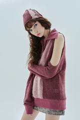 ホールカラーニット / hole collar knit_deep pink