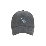 3D Monogram pigment Washing Corduroy Over Fit Ball Cap Darkgray