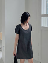 ディープUネックデニムドレス/Deep U Neck Denim Dress (2color)