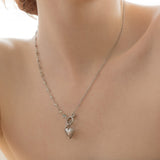 フォルダーハートペンダントウィズミックスチェーンネックレス/Folder heart pendant with mix chain necklace