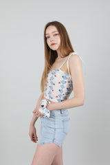 セット ハイティーンノースリーブクロップトップス&シュシュ / SET Highteen Sleeveless Crop Top Scrunchie Blue