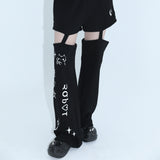 0 7 cut out emoji pants - BLACK