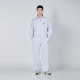 BASIC LOGO NEEDLEWORK PULLOVER SWEATSHIRT MELANGE 