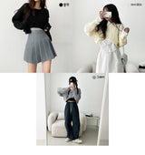 Crop Pattern Round Knitwear