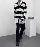 ストライプクロップドニット/SK Striped Cropped Knitwear (2 colors)