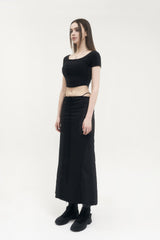 クロップドロゴTシャツ / [Seow] Croped logo T-shirts, black