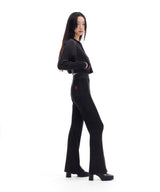 スモールロゴブーツカットニットパンツ(ブラック)