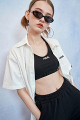 HIDE Cutting Half Sleeves Shirt (White) (6570994991222)