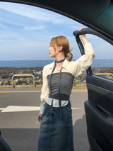 Popo back slit skirt 