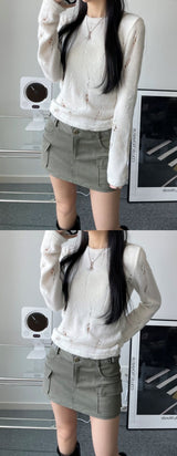 cargo low waist mini skirt (2color)