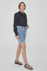 ストレートフィットチェリー刺繡クロップドデニムパンツ/ STRAIGHT FIT CHERRY EMBROIDERY CROPPED DENIM PANTS [6811]