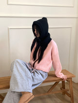 LBウールカラーコンビネーションリブストリングニットジップアップ