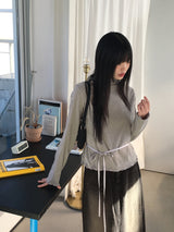 コリーヌリボンストラップベルベットポーラーTシャツ
