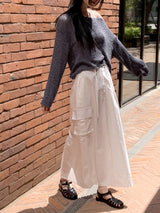 [5color]ジュエルサマーボートネック長袖ネットニット / Juel Summer Boat Neck Long Sleeve Net Knit