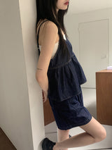 Denim Stitch V-Neck Bustier Sleeveless
