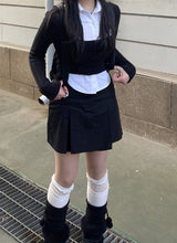 スクールルックシャツカーディガンレイヤードセット / School Look Shirt Cardigan Layered Set