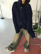 Corbin knit hood zip up