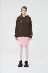 チェリーケーキ柄ジップアップフーディー／CHERRY CAKE PATTERN ZIP UP HOODIE [BROWN]