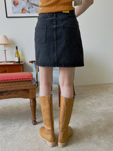 2ボタンデニムスカート / two-button black denim skirt
