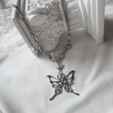 [IDLE Miyeon Necklace] Princess Butterfly Chain Semi Choker Necklace