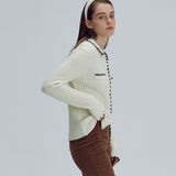 Embroidery collar knit top - Ivory (6674922307702)
