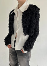 ノーボタンファークロップカーディガン/Nor Button Fur Crop Cardigan (3color)