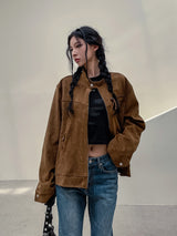 (UNISEX) スエードストラップレーサージャケット