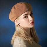 embroidery newsboy cap LIGHTBROWN
