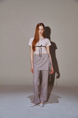 Ribbon Skirt Pants Set Gray