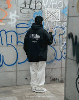 シビライズエンブロイダリーブラックフーディ / URBANISME by MOBLAB CIVILIZED EMBROIDERY BLACK HOODIE 2023