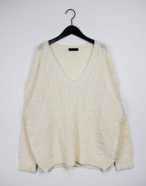 ウールVネックツイストニット/Wool V-neck Twist Knit (3color)