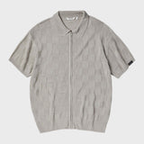 チェッカーボードカラージップアップ/CHECKERBOARD COLLAR ZIP UP (GREISH BEIGE)